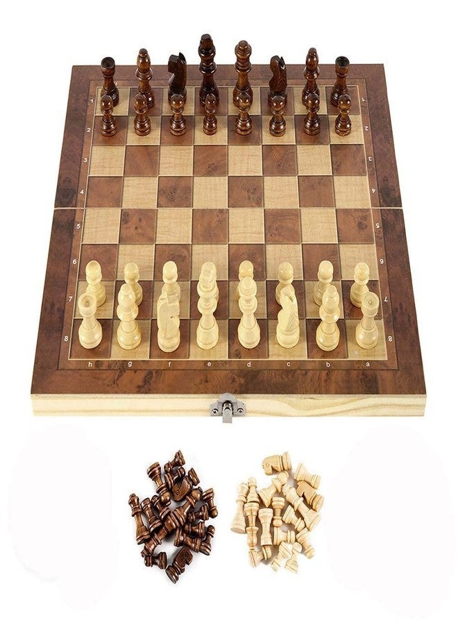 SPOCCO | 11"X11" Inch Wooden Foldable Chess Board Storage Set with 32 Wooden Chess Coins | Brain Game | Indoor, Outdoor & Travel Chess Game for Kids, Adults and Beginners | WCB-204 - Image 1